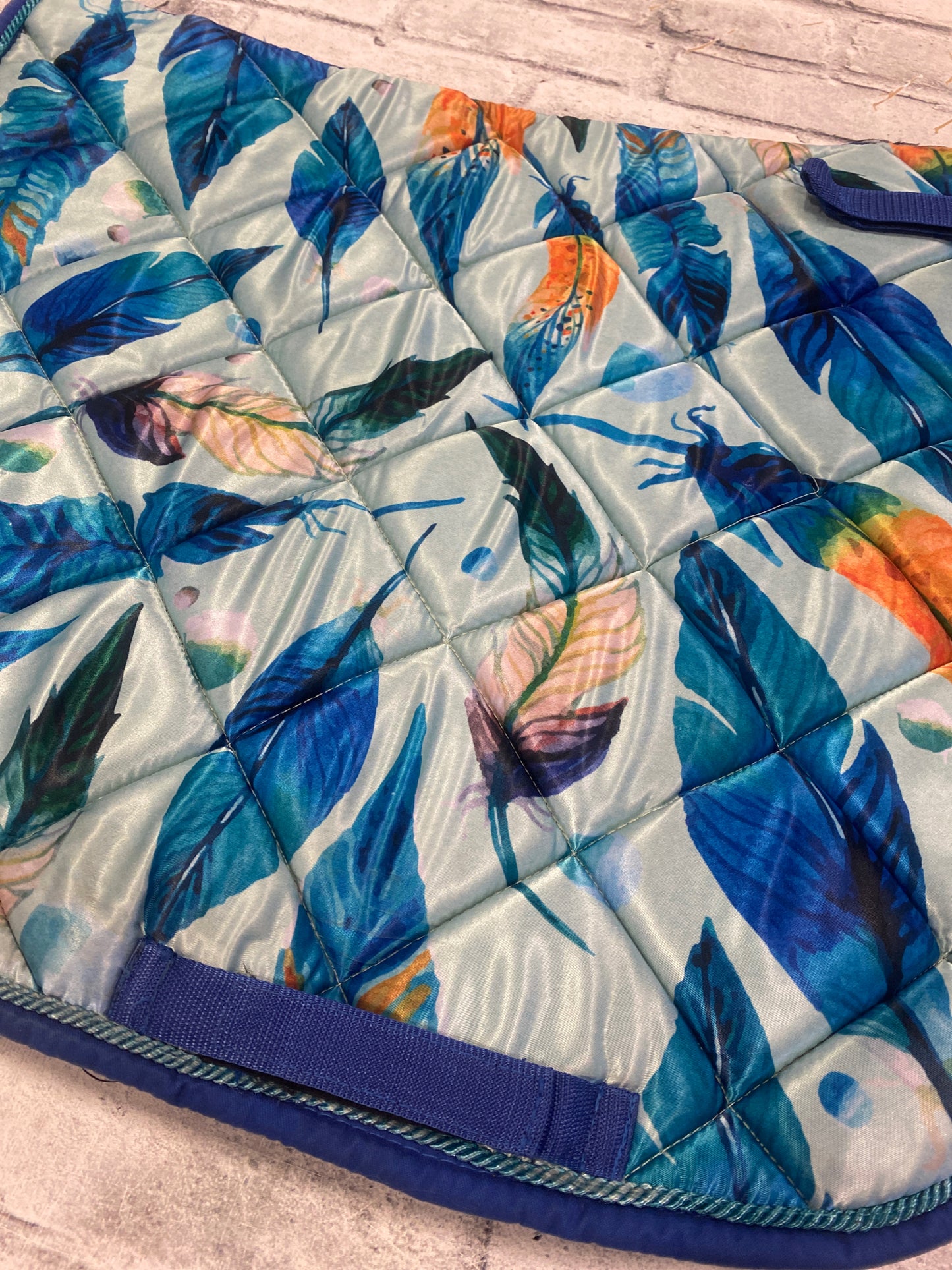 Quilted Dressage Pad Feathers/Blue