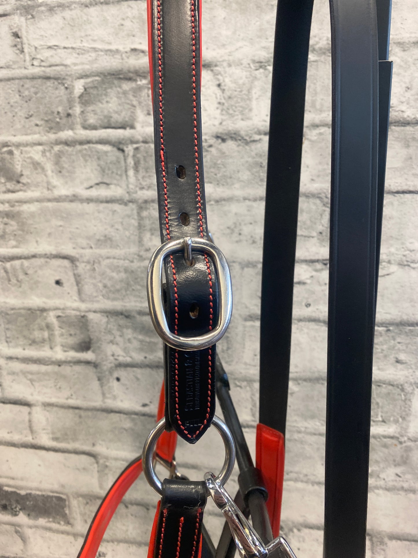 Sebastian + Co Leather Halter + Lead Red/Black F