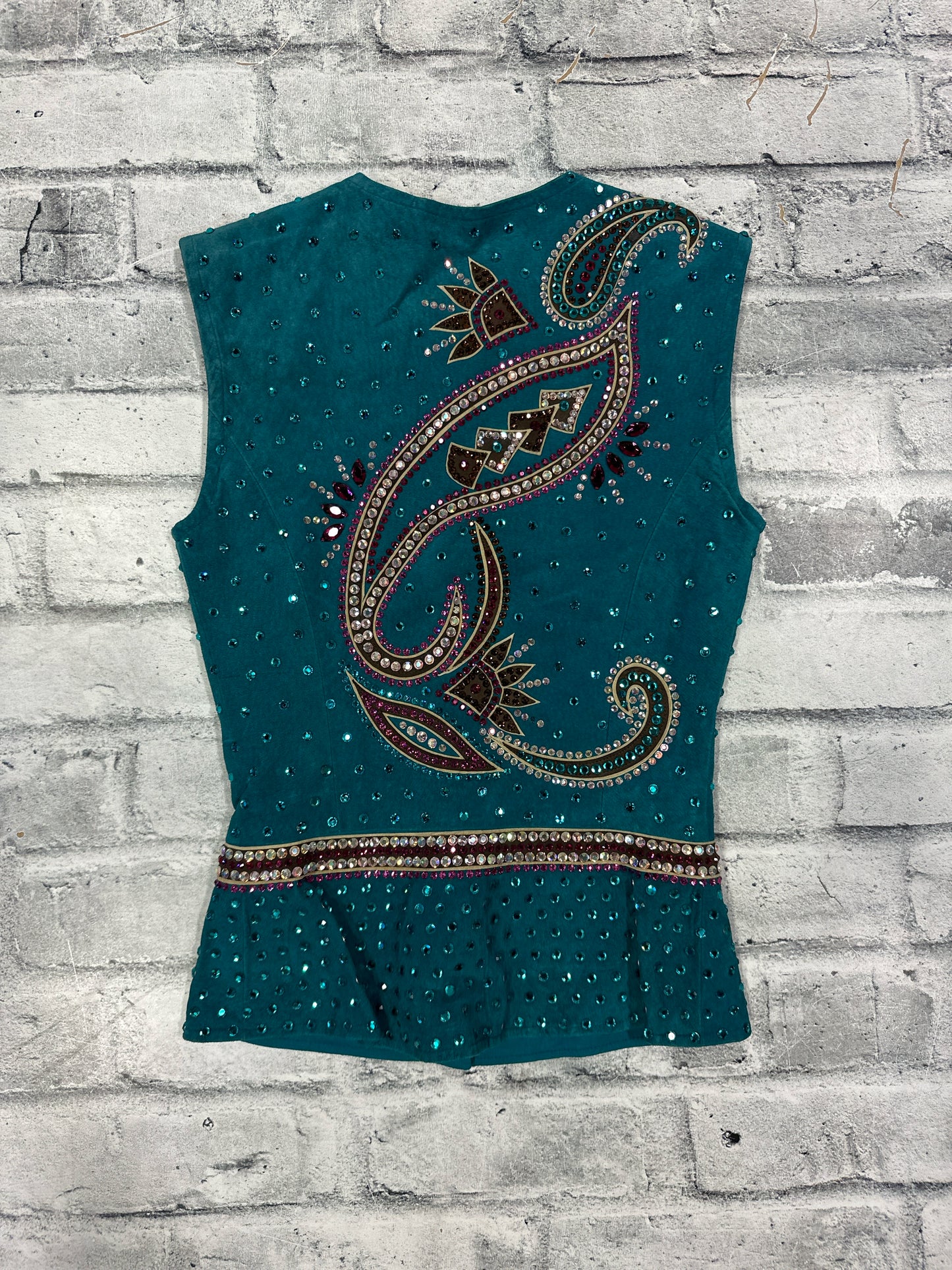 Showmanship Vest Teal w Gems Youth L