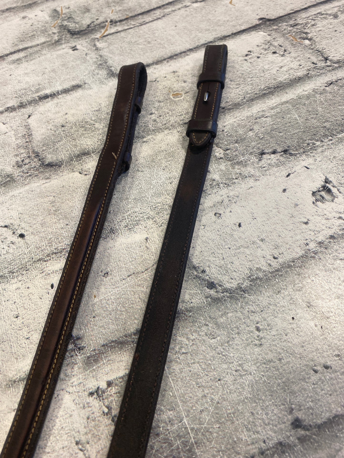 Fancy Stitched Laced Leather Reins Brown