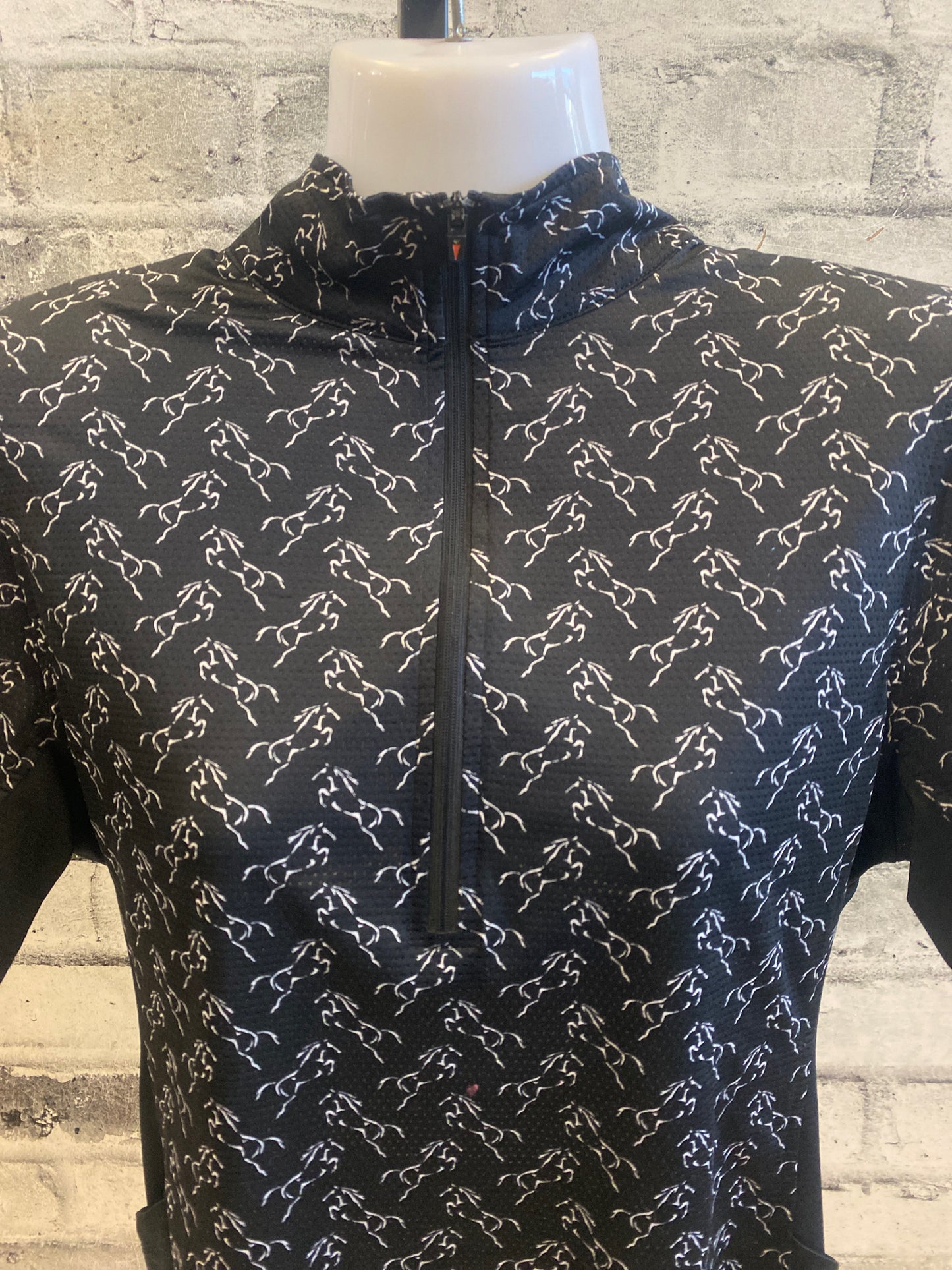 Kerrits Ice Fil SS Shirt Black Horse Print S
