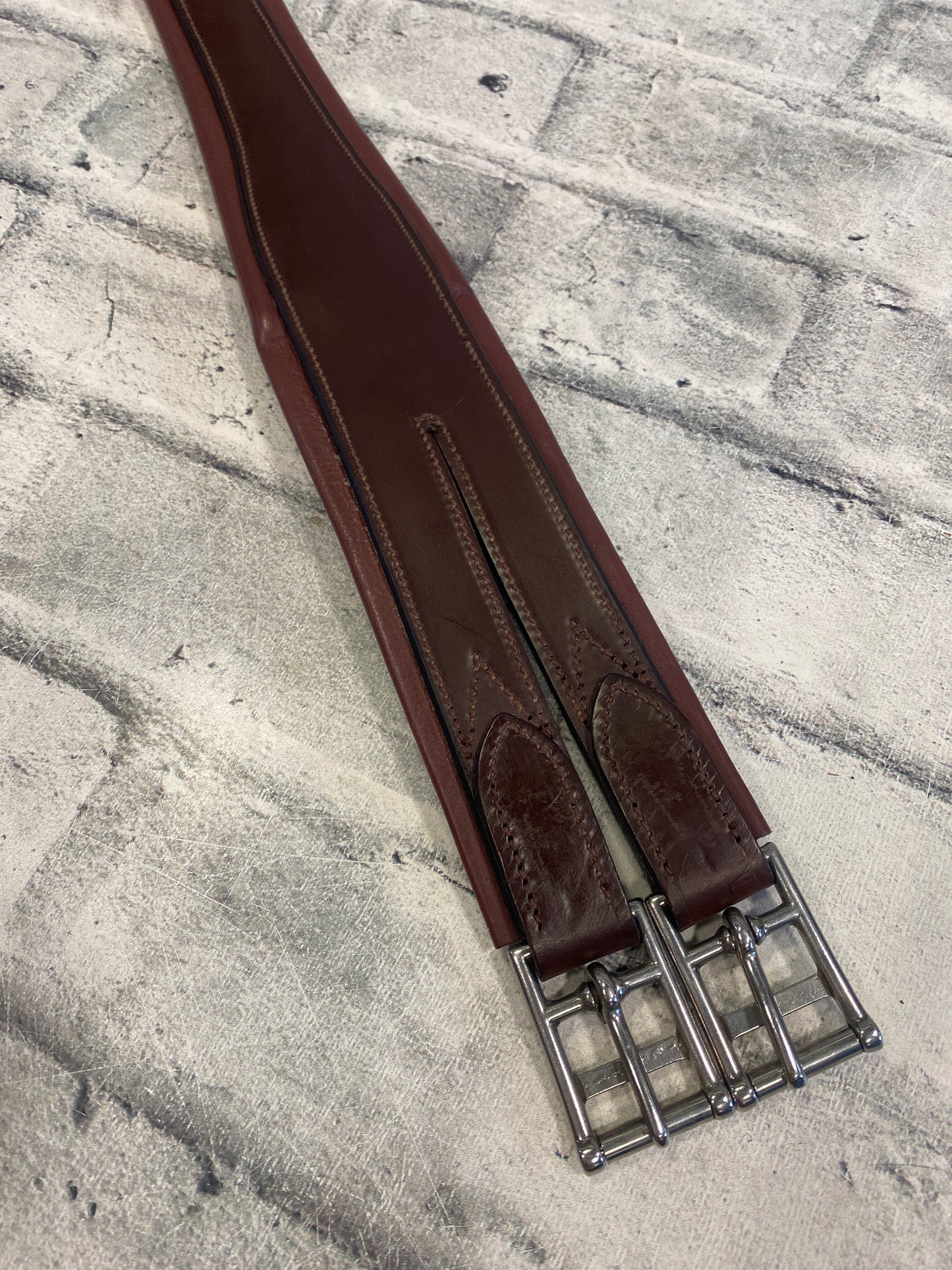 56" Joseph Sterling Leather Girth w One Side Elastic Brown