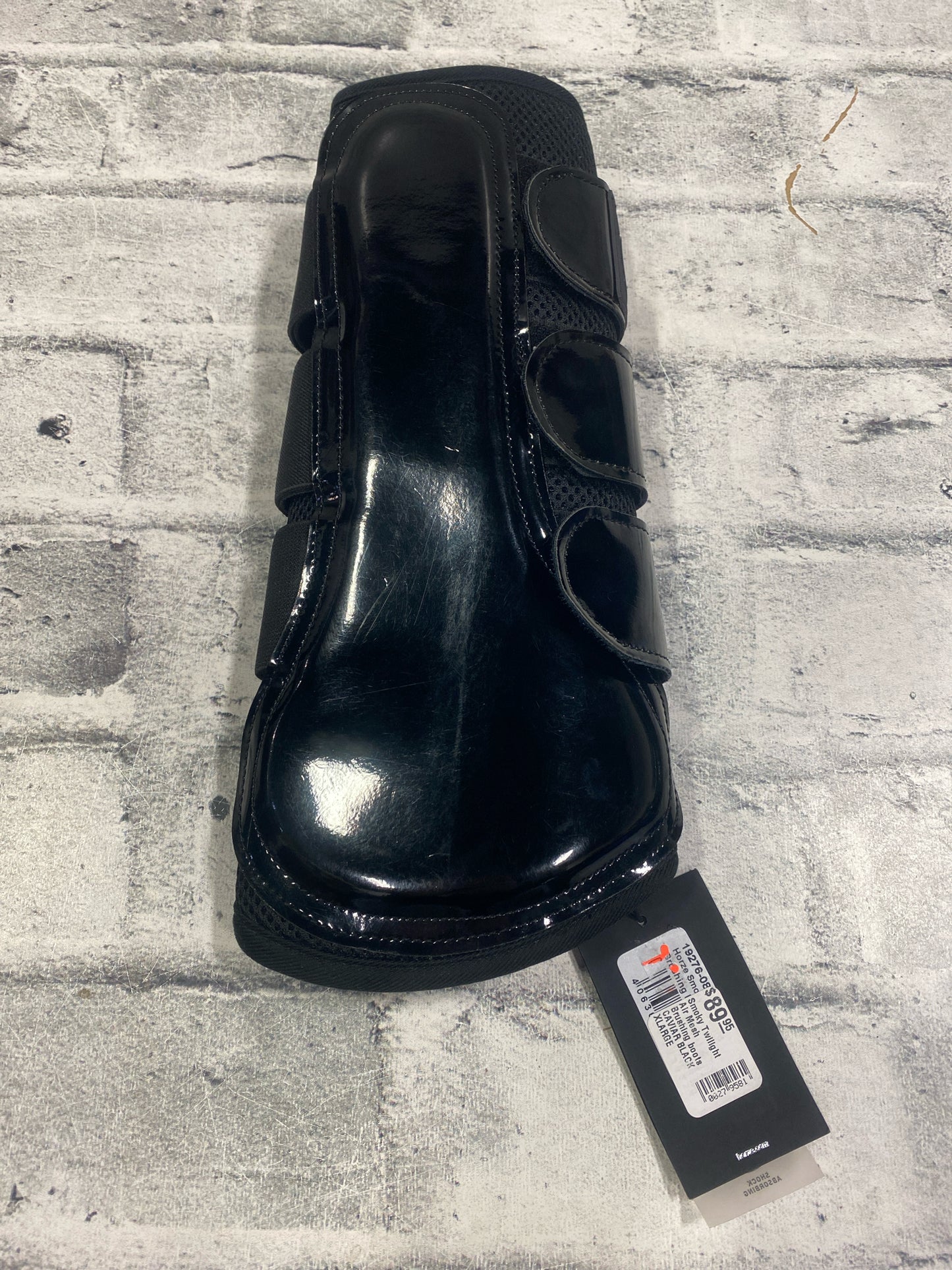 Horze Black Patent Leather Brushing Boots XL NEW