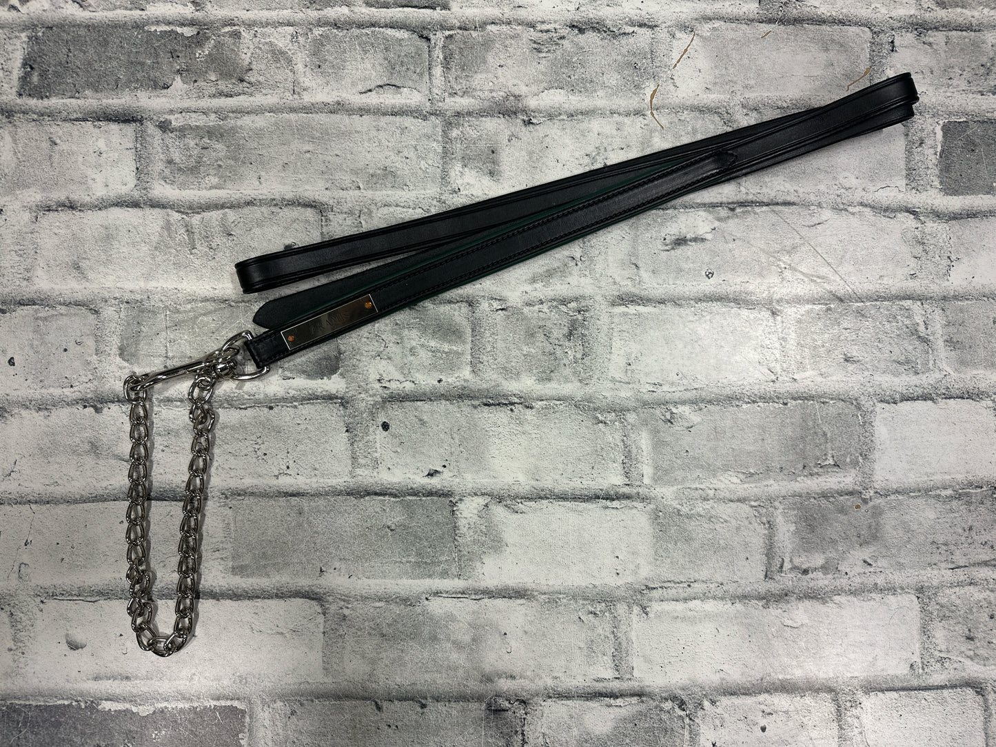 Padded Leather Lead Black/Green NEW