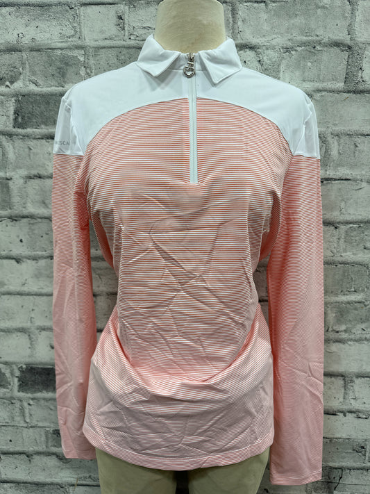 Cavalleria Toscana Pin Stripe LS Training Polo Orange L