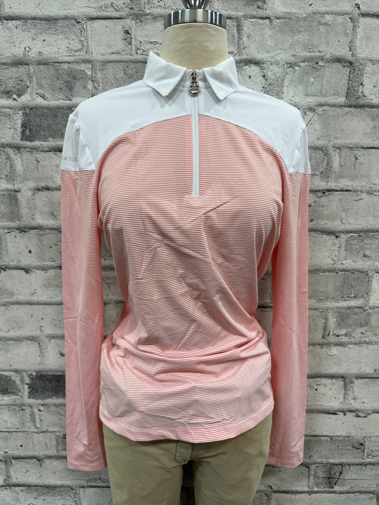 Cavalleria Toscana Pin Stripe LS Training Polo Orange M