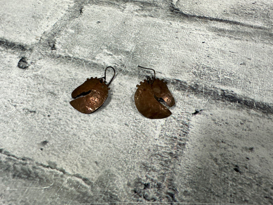 Copper Horse Head Earrings