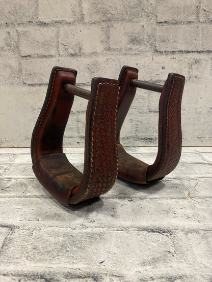 3" Basketweave Leather Stirups
