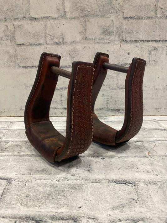 3" Basketweave Leather Stirups