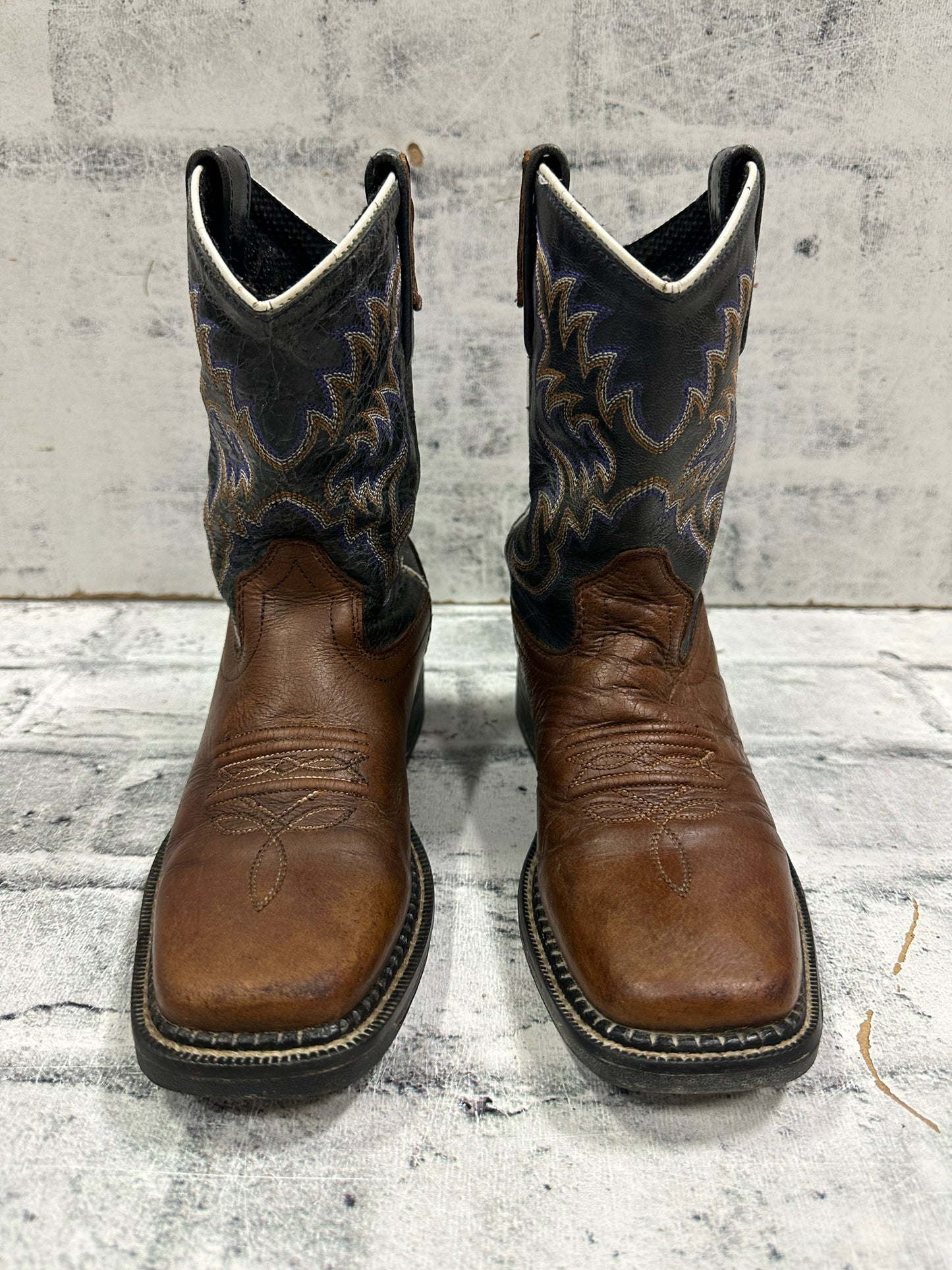 Old West Square Toe Cowboy Boots Grey/Purple13D