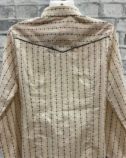 Roper Pearl Snap Show Shirt Beige Floral NEW M