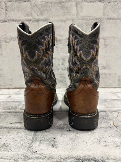 Old West Square Toe Cowboy Boots Grey/Purple13D