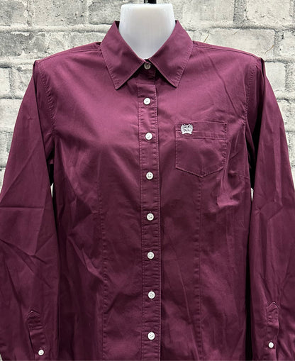 Cinch Button Up Show Shirt Wine M