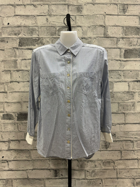Solid Citizen Equestrian Button Up Blue Stripe XS