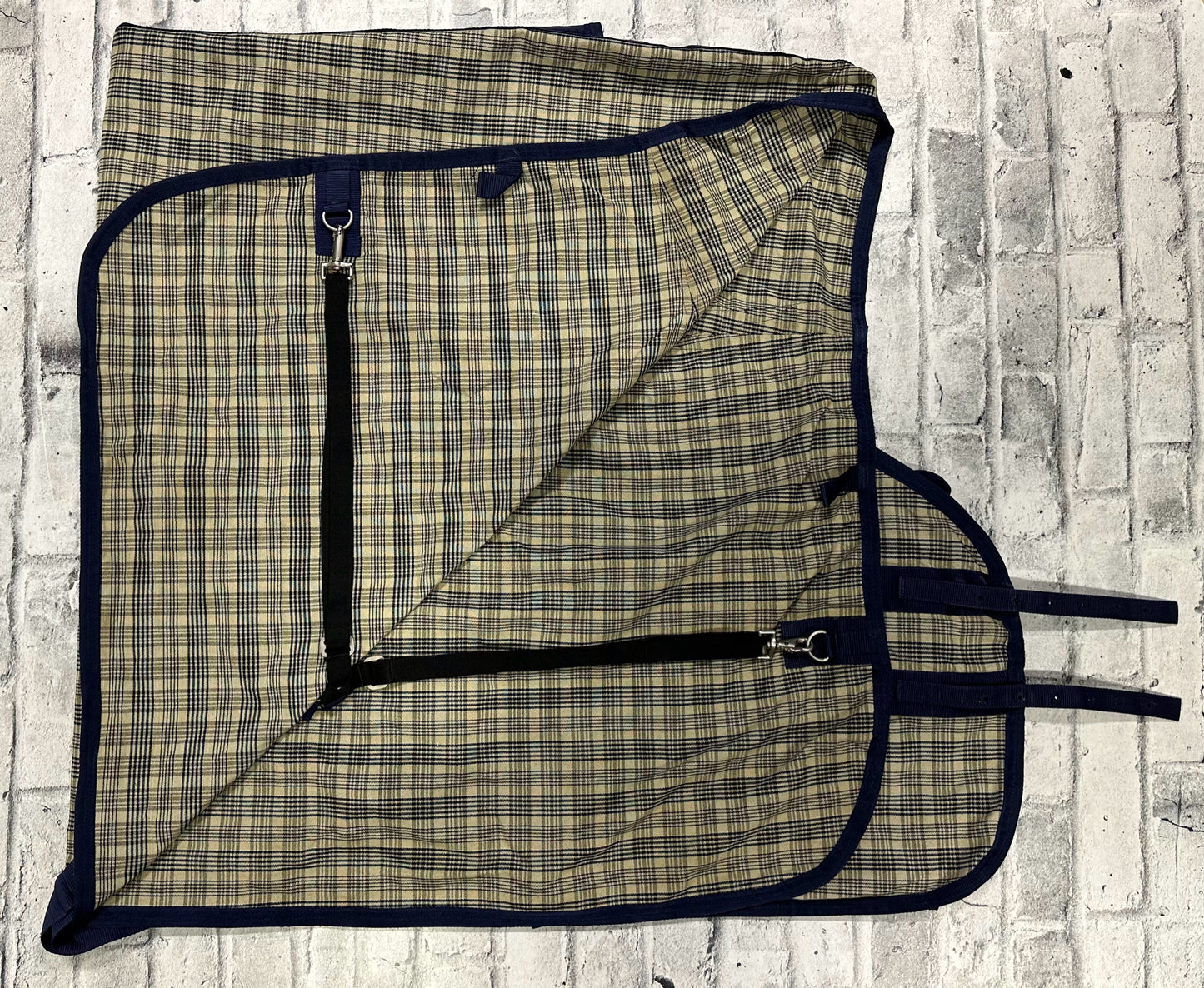 78" Shedrow Cotton Plaid Sheet Blue/Beige