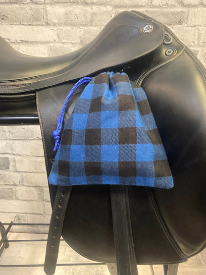 Klip Klop Kreations Helmet Bag + Stirrup Covers - Blue Plaid