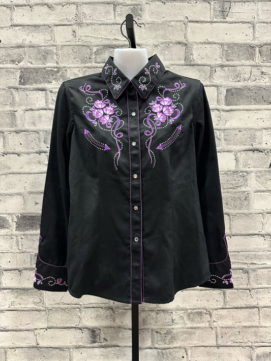 Panhandle Slim Pearl Snap Show Shirt Purple/Black M