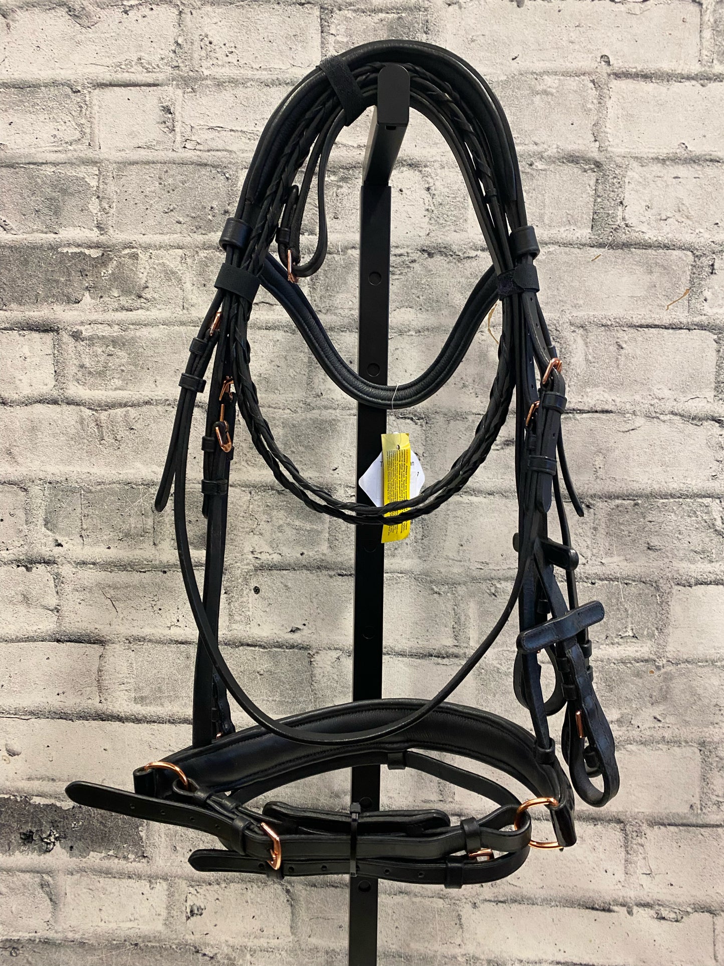 True North Patent Leather + Rose Gold Crank Nose Dressage Bridle + Reins XFull