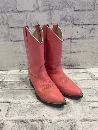 Old West Pointed Toe Cowboy Boots Pink 3 D