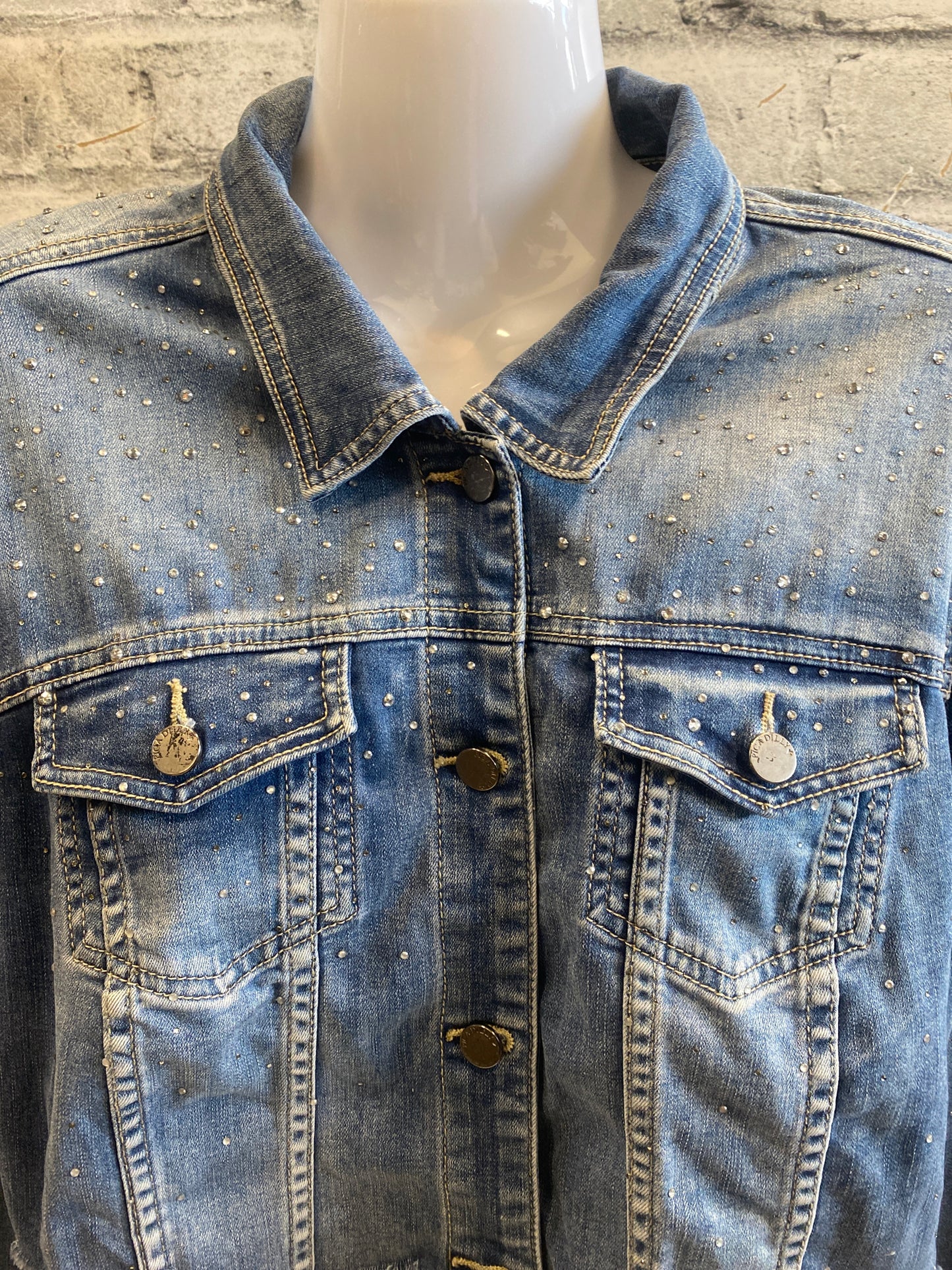 Bejewelled Cropped Denim Jacket L