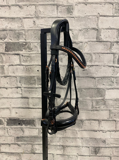 True North Patent Leather + Rose Gold Crank Nose Dressage Bridle + Reins XFull