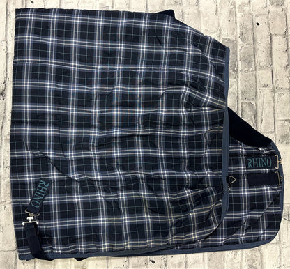 81" Rhino Original Stable Blanket Navy Plaid 250g