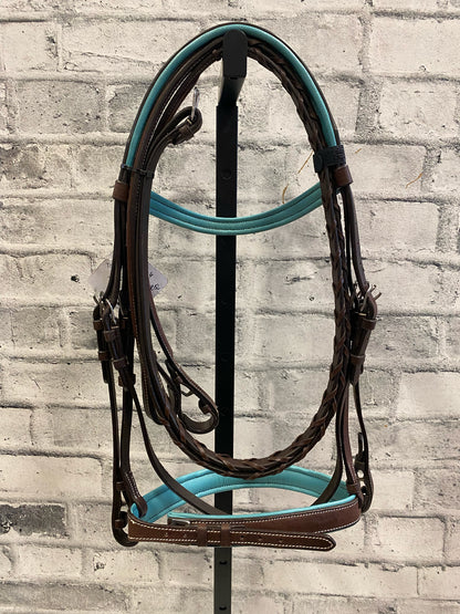 True North Fancy Stitch Blue Padded Bridle + Laced Reins F