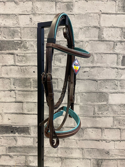 True North Fancy Stitch Blue Padded Bridle + Laced Reins F