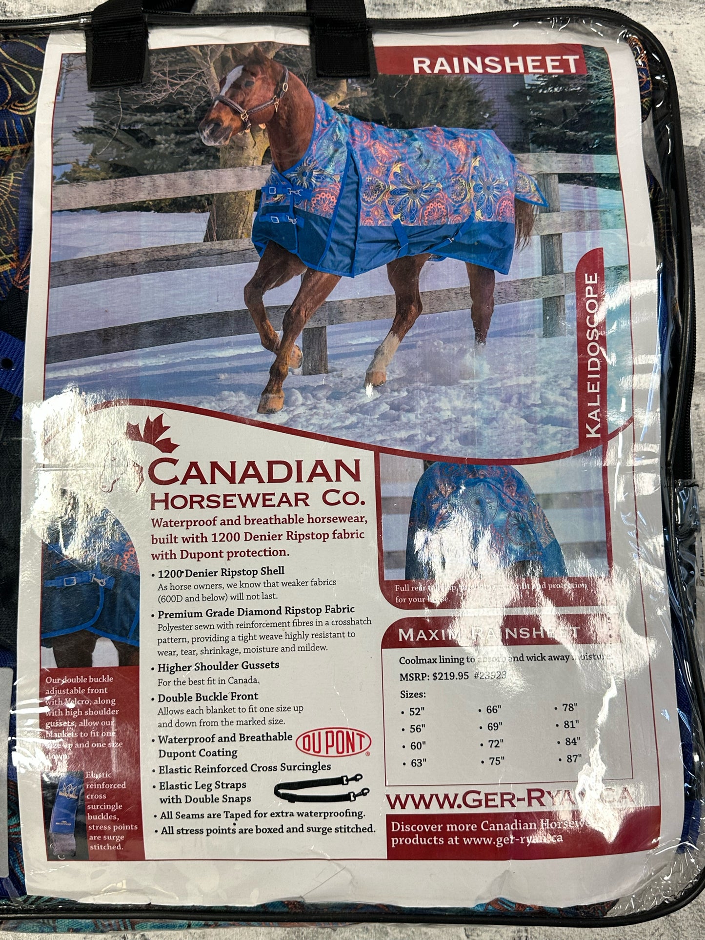 72" Canadian Horsewear Coolmax Rain Sheet Kaleidoscope NEW