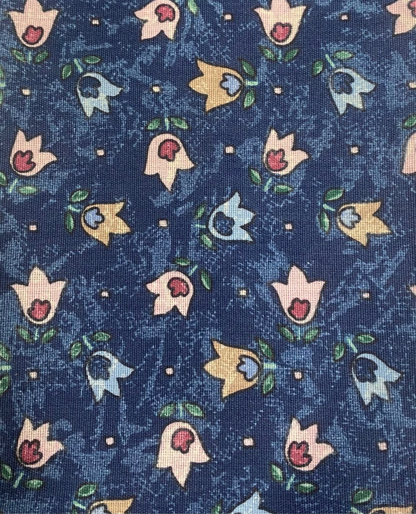 Klip Klop Kreations Four Fold Stock Tie - Blue Tulip Pattern