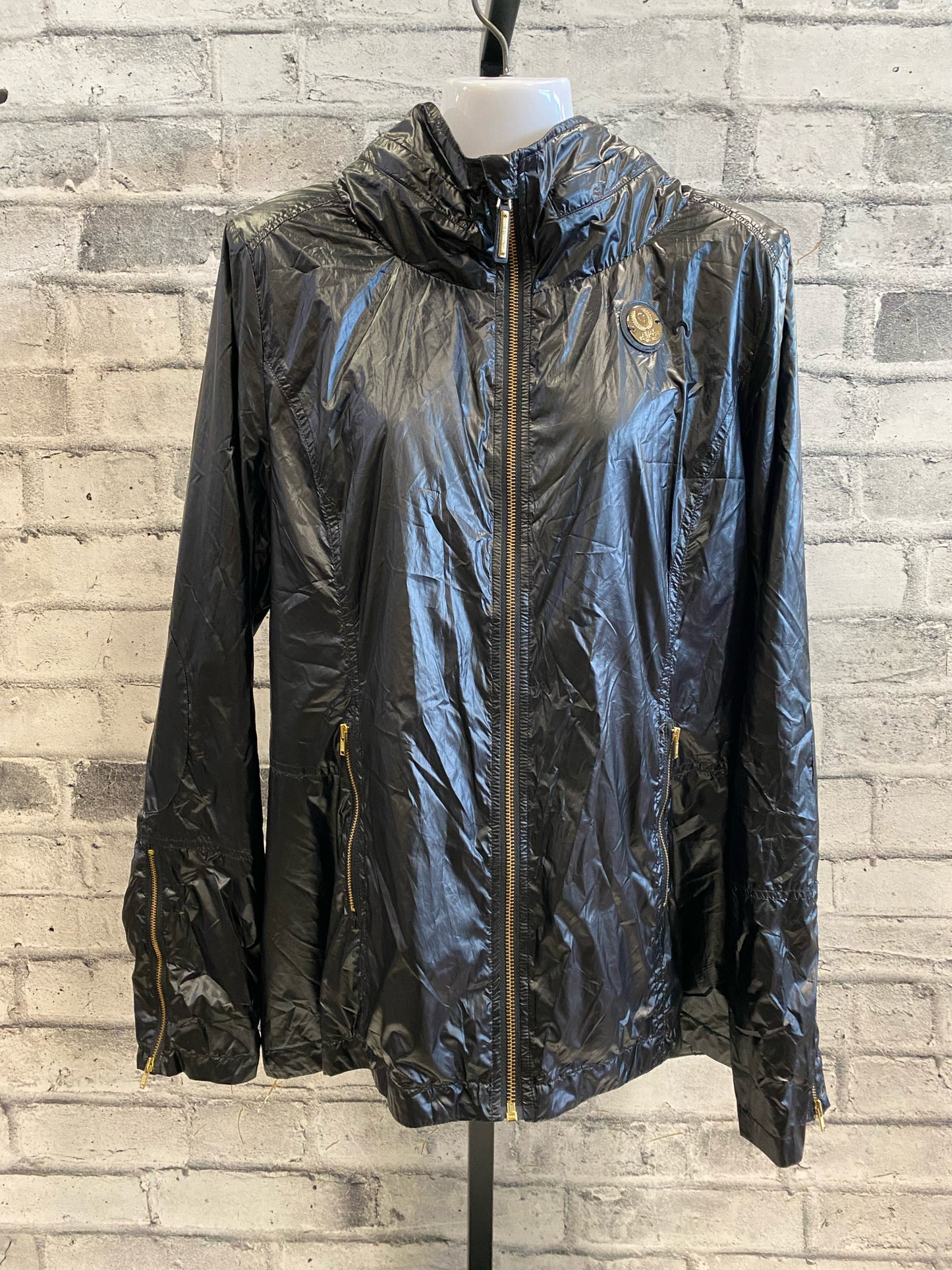 Asmar Shiny Windbreaker Jacket Black/Gold L