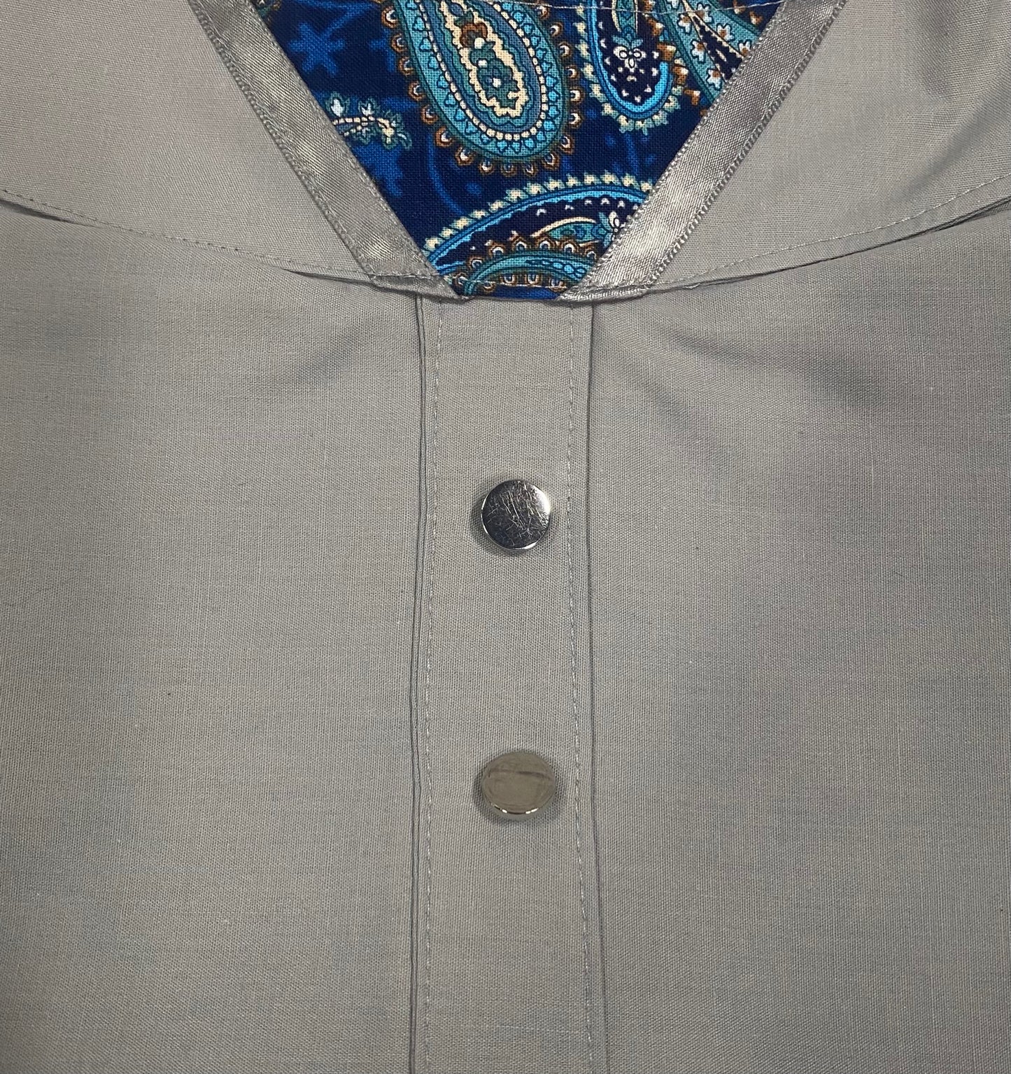 Klip Klop Kreations Dickie - Grey + Blue Paisley + Grey Piping