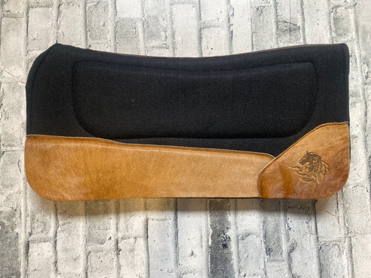 Western Wool Saddle Pad with Hair on Hide Wear Leather