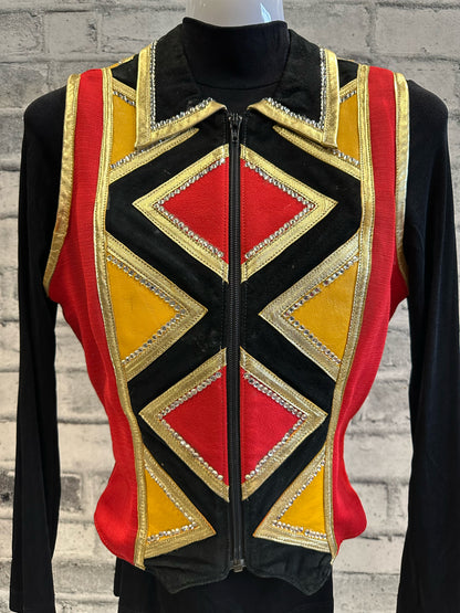 Diane Olsen Show Vest Black/Red/Gold w/Cuffs XS + Undershirt