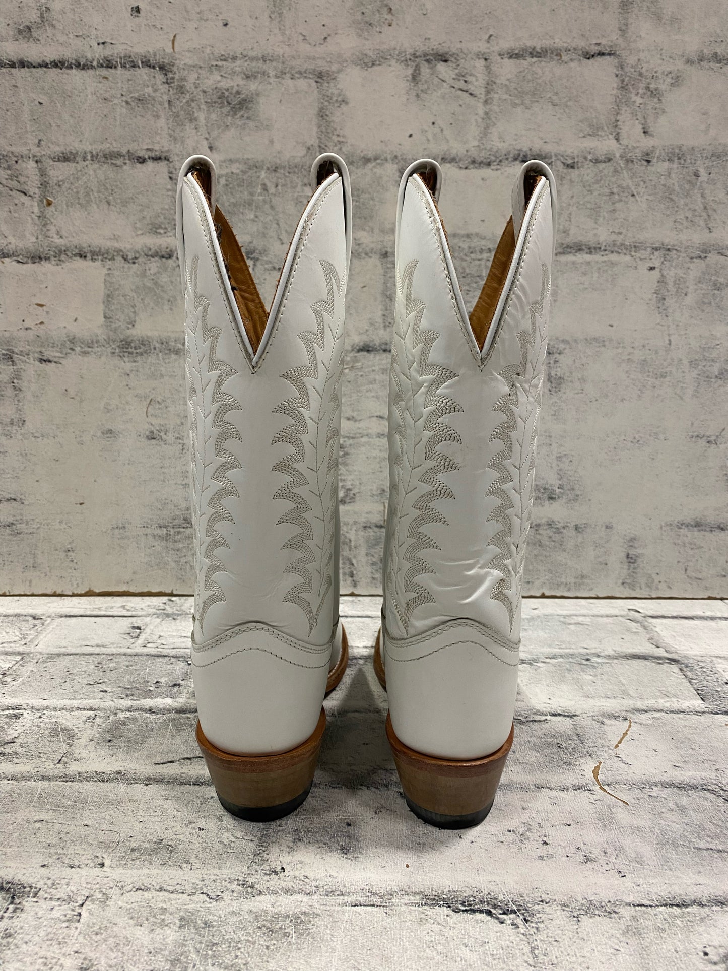 Old West Cowboy Boots White 6 M