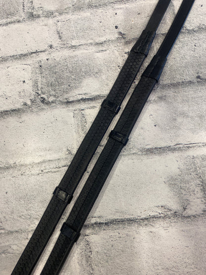Rubber Reins w Stops Black