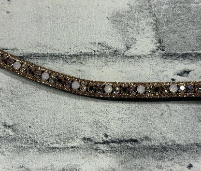 15" Equiture Swaroski Tiffany Rose Gold/Opal Curve Browband