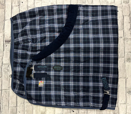 81" Rhino Original Stable Blanket Navy Plaid 250g