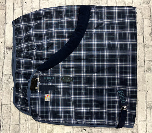 81" Rhino Original Stable Blanket Navy Plaid 250g