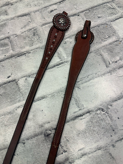 Leather Split Reins w/Silver Accents