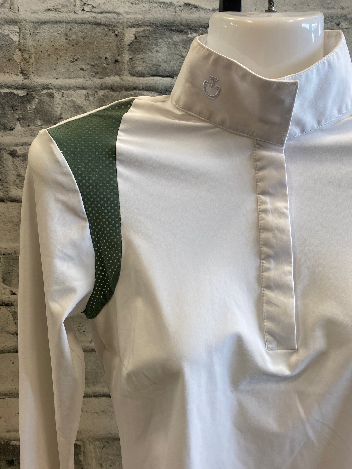 Cavalleria Toscana LS Show Shirt White/Green XS