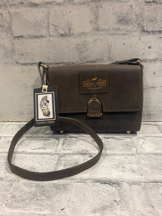 Oakbark + Chrome Shoulder Bag Brown NEW