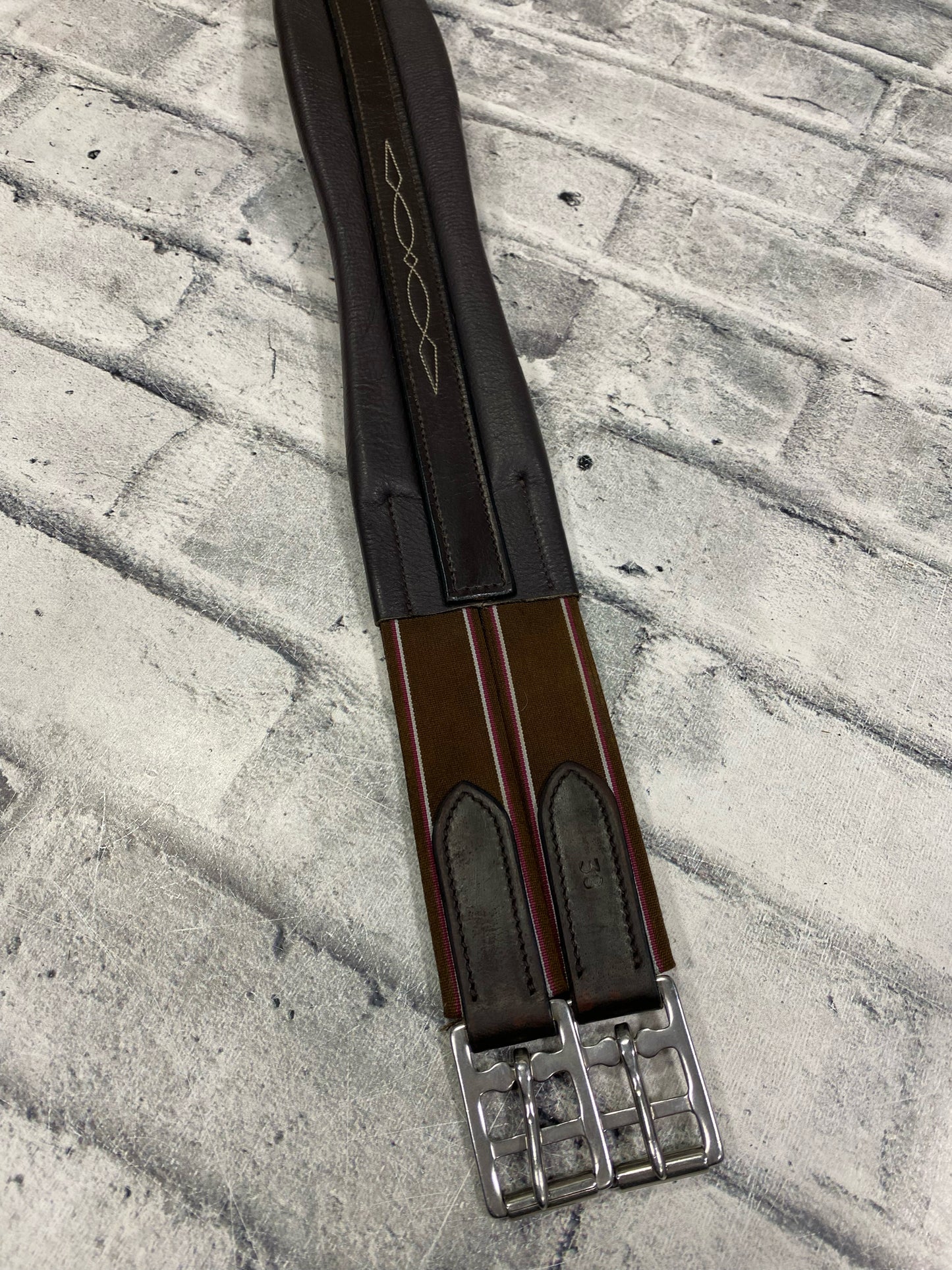 38" Fancy Stitch Leather Girth Brown