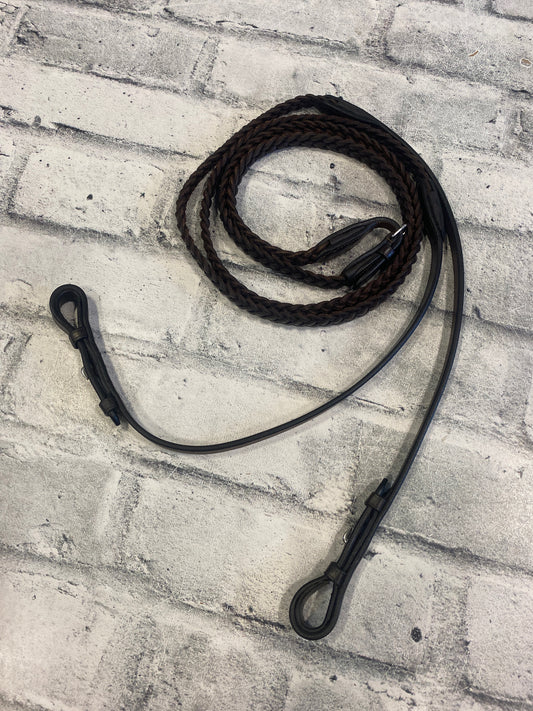 Joseph Sterling Brown Braided Leather Curb Reins