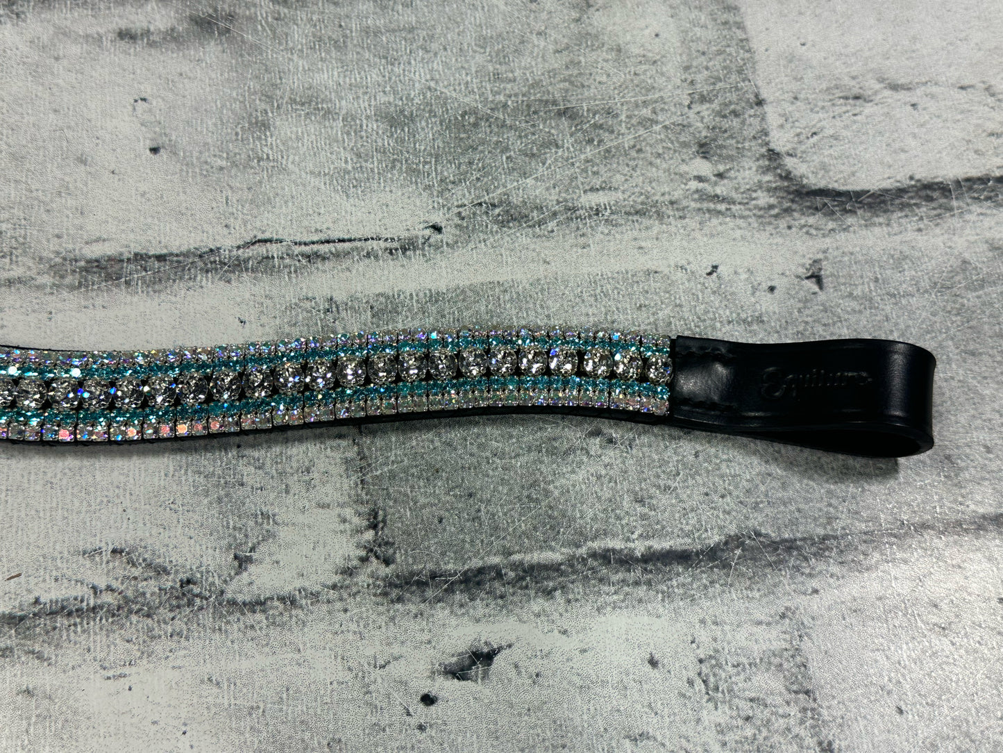 15" Equiture Iridescent Aqua Curve Browband