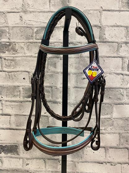 True North Fancy Stitch Blue Padded Bridle + Laced Reins F