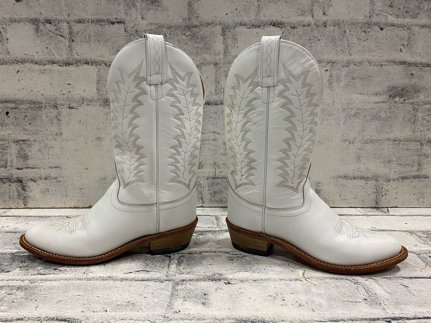 Old West Cowboy Boots White 6 M