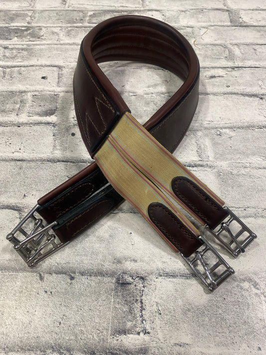 42" Leather Girth w/ One Side Elastic Brown