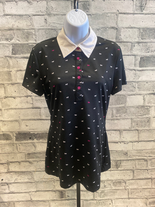 Asmar SS Polo Black Horse Print S