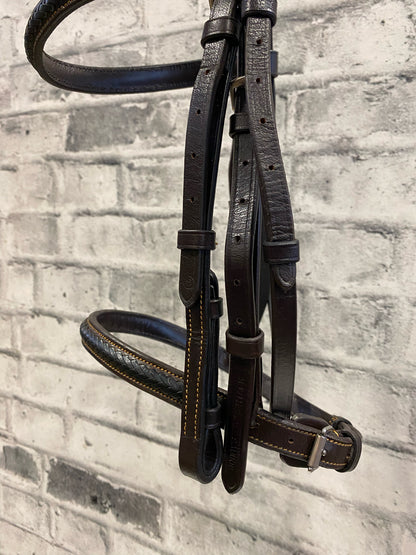 Bobby's Tack Braided Leather Bridle w/ Reins Brown Cob